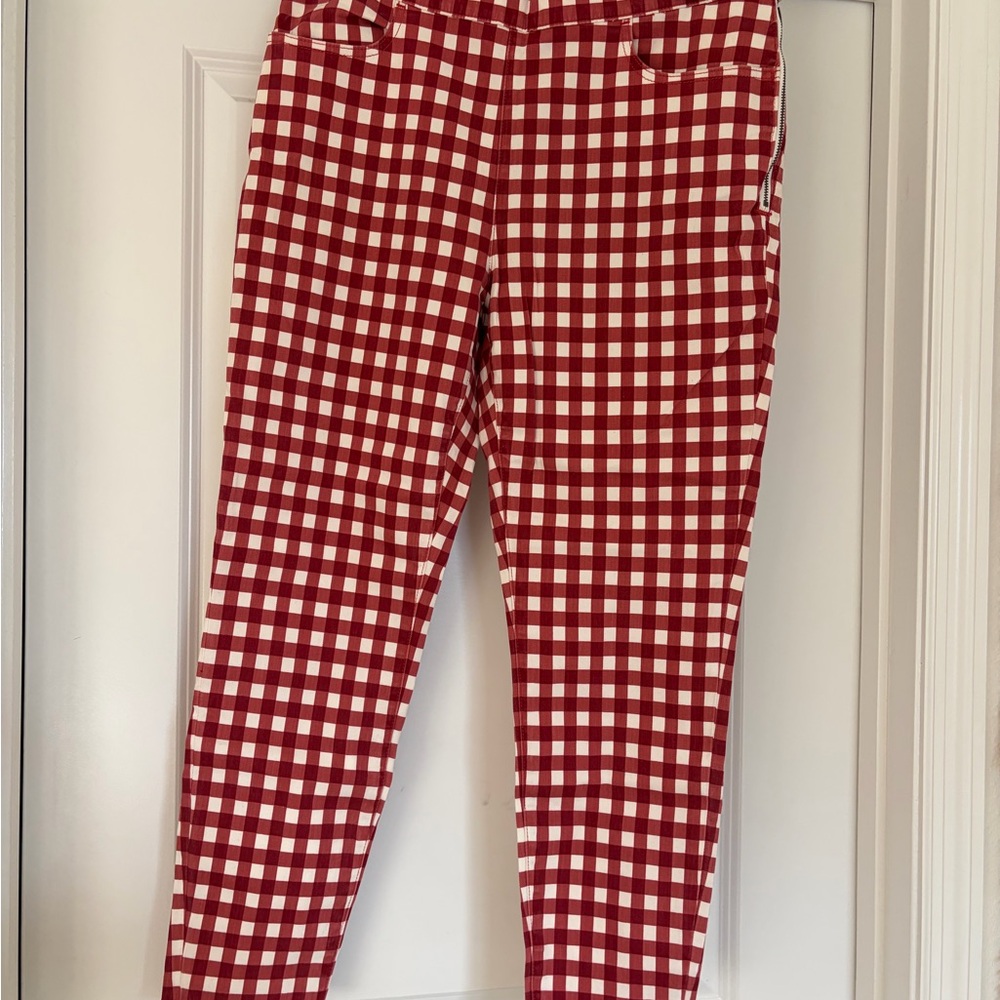 Madewell Red and White Checkered Skinny Pants